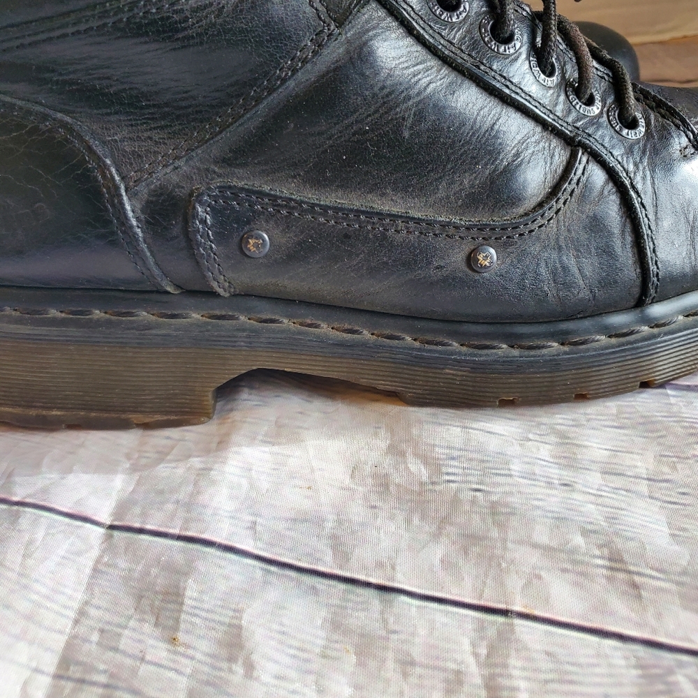 DOC.MARTENS MEN'S BOOTS BLACK LACE-UP SOREN AWOO4 LEATHER UPPER AIR WAIR SIZE 10 - Picture 5 of 12